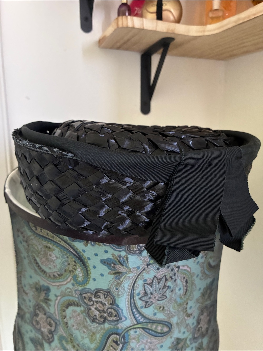 Vintage Debette rattan hat from New York